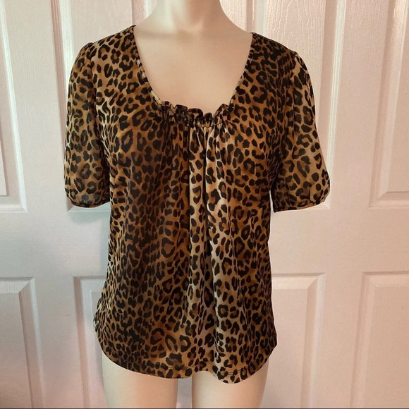 Jones New York Leopard Print Blouse Petite - Picture 1 of 15